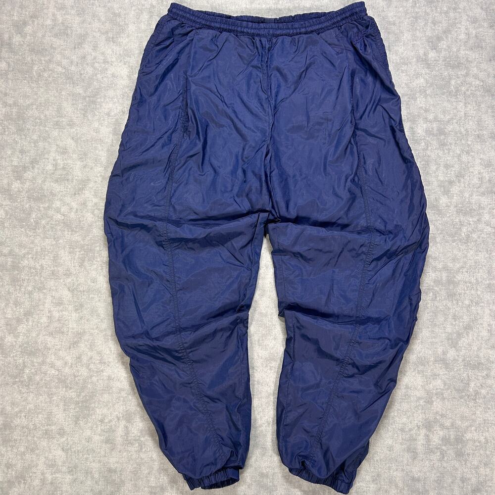 Vintage 90s Nike Track Pants Mens XL Navy Blue Nylon Ripstop Windbreaker Baggy